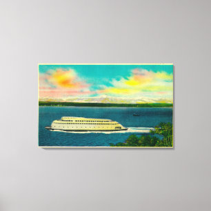 Kalakala Fähre, Puget Sound, olympische Berge Leinwanddruck