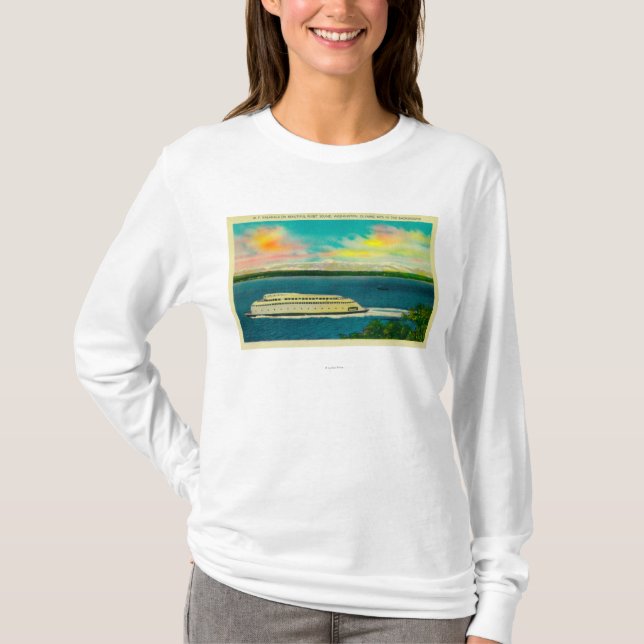 Kalakala Fähre, Puget Sound, olympische Berge T-Shirt (Vorderseite)