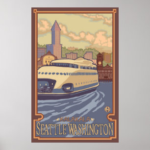 Kalakala Fähre Seattle, WA Vintages Reise-Plakat Poster