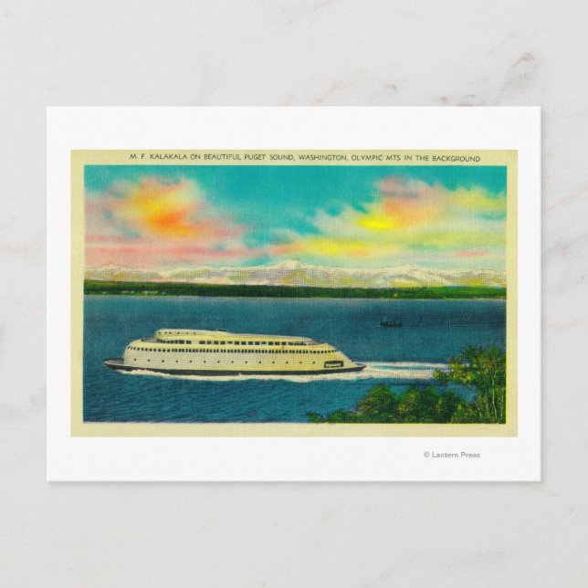 Kalakala Ferry, Puget Sound, olympische Berge Postkarte (Vorderseite)