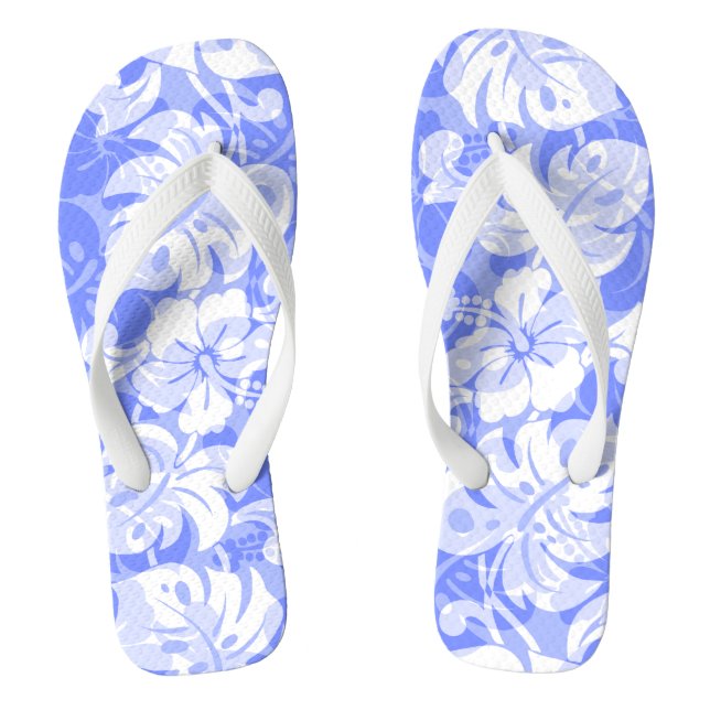 Kalakaua Border Hawaiian Hibiskus Lavender Flip Flops (Fußbett)