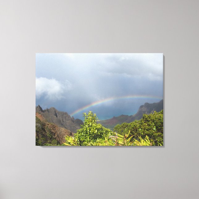 Kalalau Rainbow Stretched Canvas Print Leinwanddruck (Vorderseite)