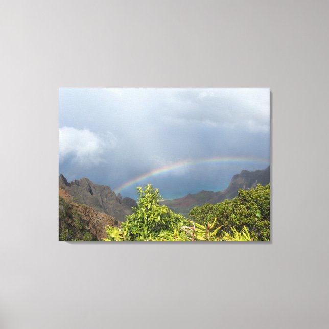 Kalalau Rainbow Stretched Canvas Print Leinwanddruck (Vorderseite)