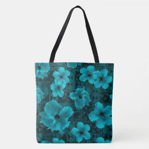 Kalalau Tapa Tropical Hawaiian Hibiskus Beach Bag