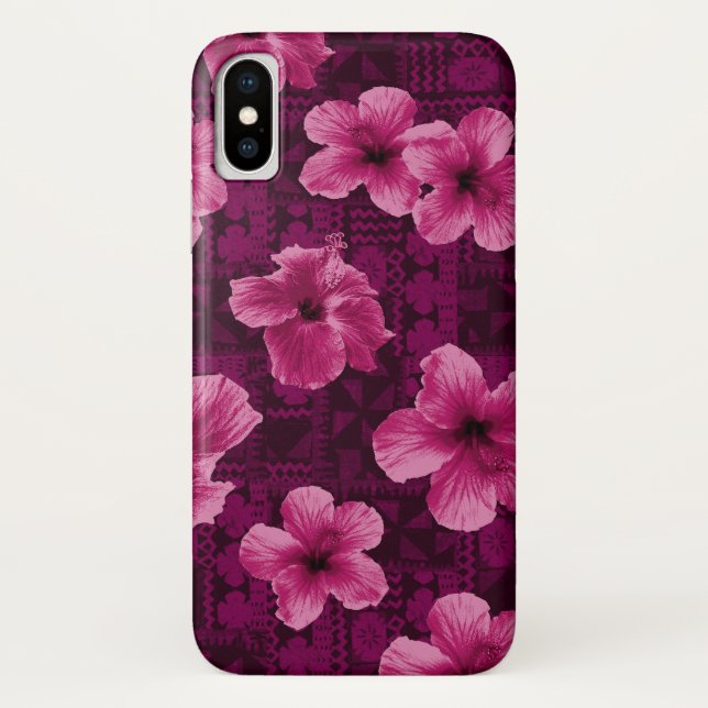 Kalalau Tapa-tropischer hawaiischer Hibiskus Case-Mate iPhone Hülle (Rückseite)