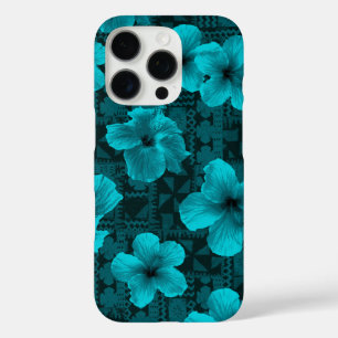 Kalalau Tapa Tropisches Hawaiian Teal Hibiskus iPhone 16 Pro Hülle