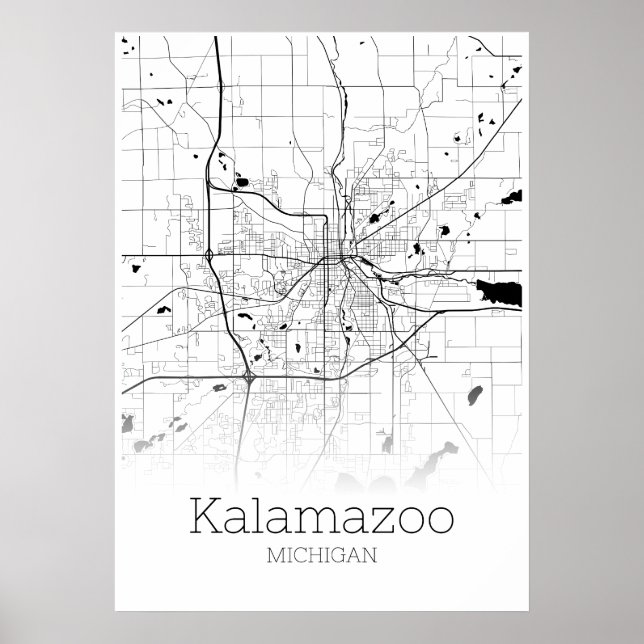 Kalamazoo Karte - Michigan - City Map Poster (Vorne)