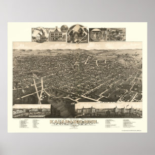 Kalamazoo, MI Panoramic Map - 1883 Poster