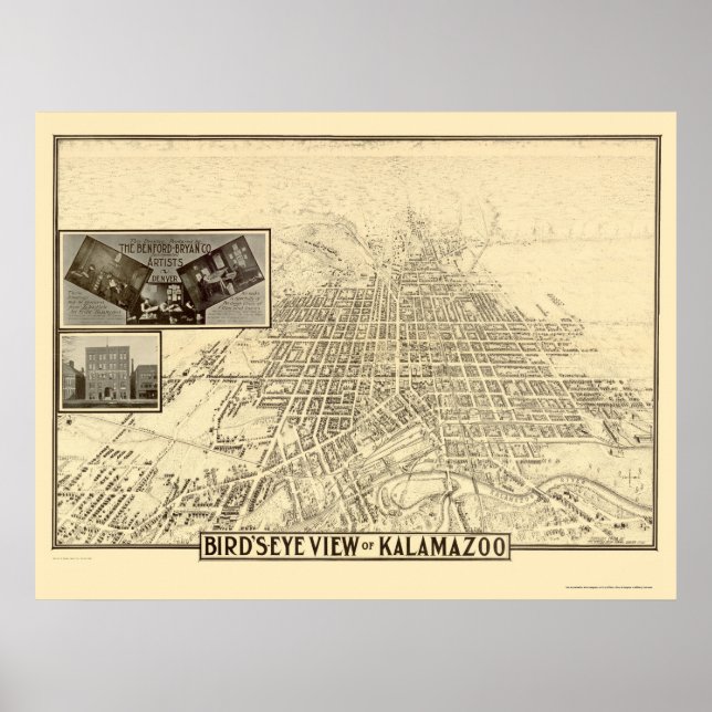 Kalamazoo, MI Panoramic Map - 1908 Poster (Vorne)