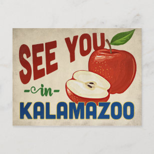Kalamazoo Michigan Apple - Vintage Travel Postkarte