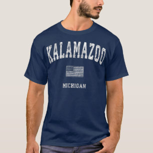 Kalamazoo Michigan MI Vintag American Flag T-Shirt