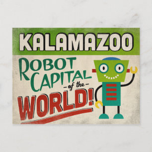 Kalamazoo Michigan Robot - Funny Vintag Postkarte
