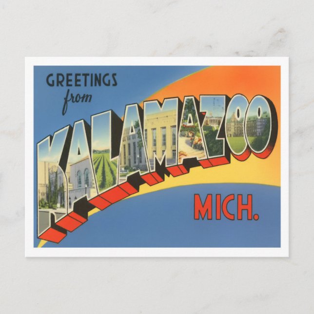 Kalamazoo, Michigan Vintag Big Letters Postcard Postkarte (Vorderseite)