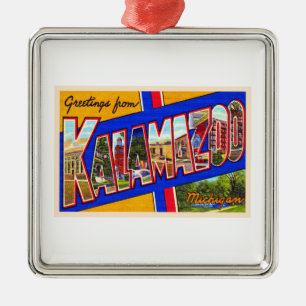 Kalamazoo Michigan Vintag Large Letter Postcard Ornament Aus Metall