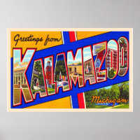 Kalamazoo Michigan Vintag Large Letter Postcard