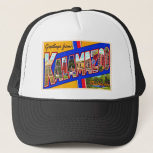Kalamazoo Michigan Vintage große Buchstaben Postka Truckerkappe