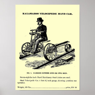 KALAMAZOO Velocipede Bahn Handwagen 1887 Poster