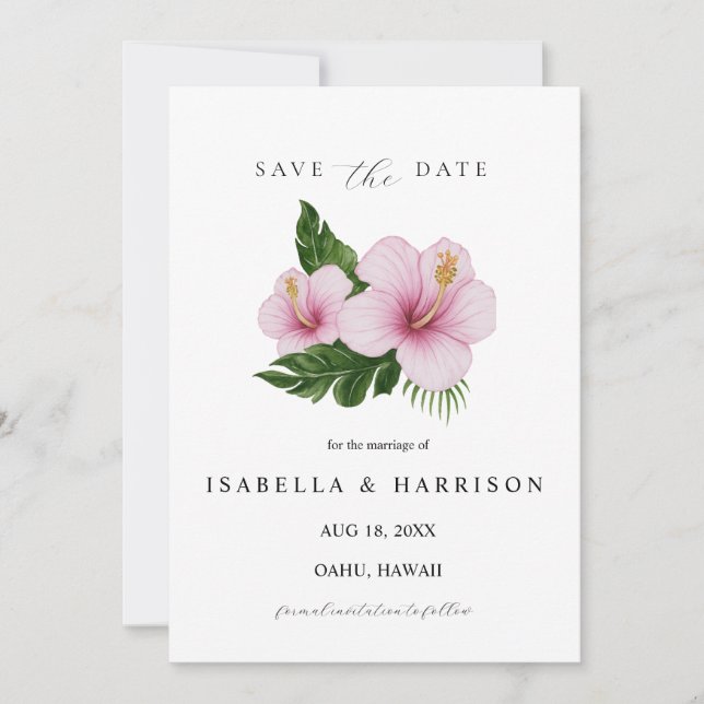 KALANI | Hibiscus Save the Date Template Einladung (Vorderseite)