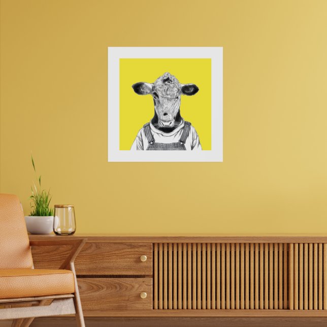 Kalb in Dungaree (Retro-Gelb) Poster (Wohnzimmer 2)