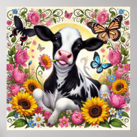 Kalb in einem pulsierenden Flora- und Schmetterlin
