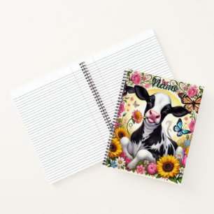 Kalb in einer lebendigen Blumen- und Schmetterling Notizbuch