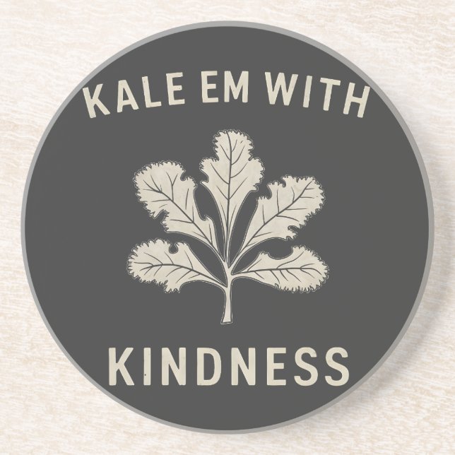 Kale Em mit Kindness Funny Pun Veggies Vegan Getränkeuntersetzer (Vorne)