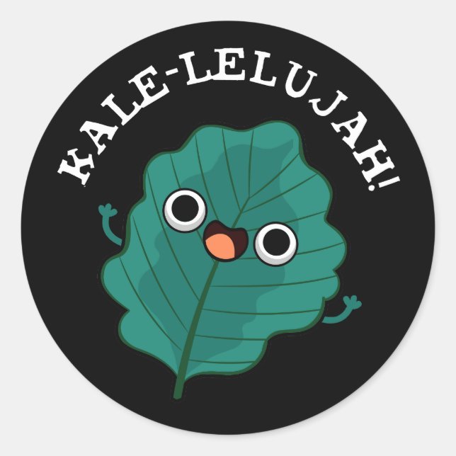 Kale-lelujah Funny Veggie Kale Pun Dark BG Runder Aufkleber (Vorderseite)