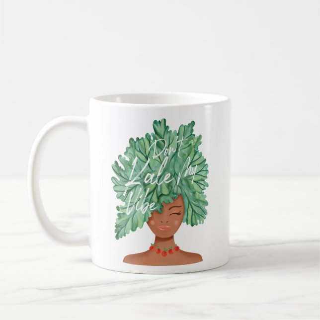 Kale meine Vibe Watercolor Kale Beauty Woman Kaffeetasse (Links)