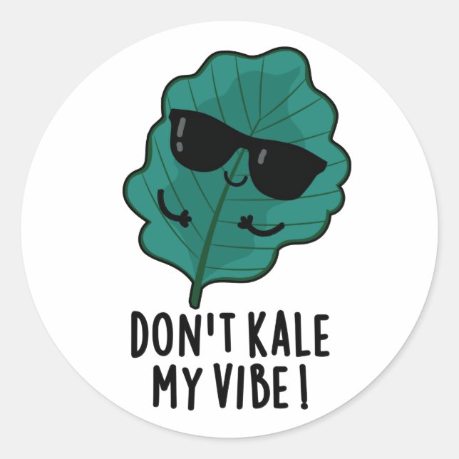 Kale My Vibe Funny Veggie Pun Runder Aufkleber (Vorderseite)