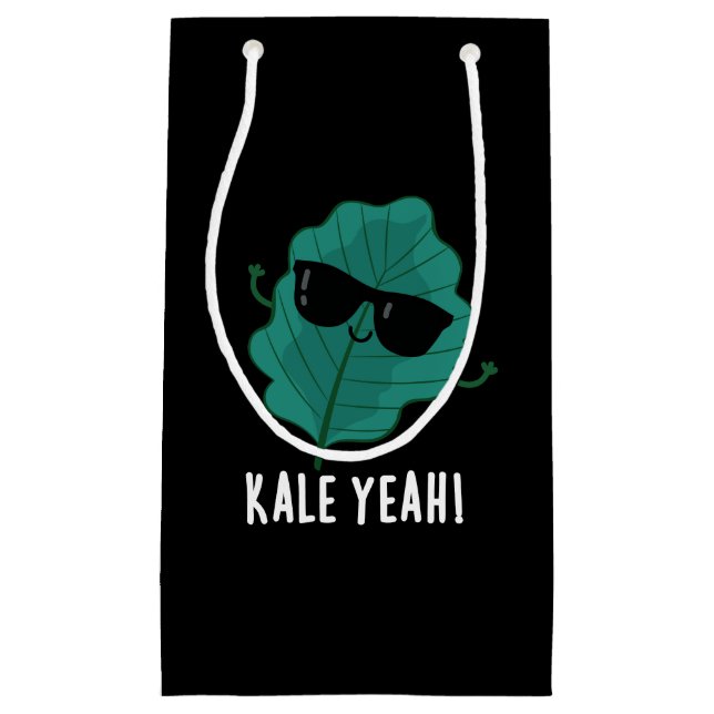 Kale Yeah Funny Veggie Pun Dark BG Kleine Geschenktüte (Vorderseite)