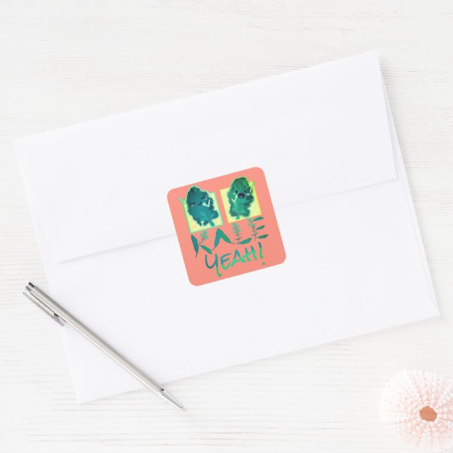 Kale Yeah - Punny Garden Card Square Sticker (Umschlag)