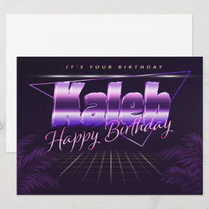 Kaleb Name Vorname lila retro Karte Geburtstag