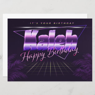 Kaleb Name Vorname lila retro Karte Geburtstag