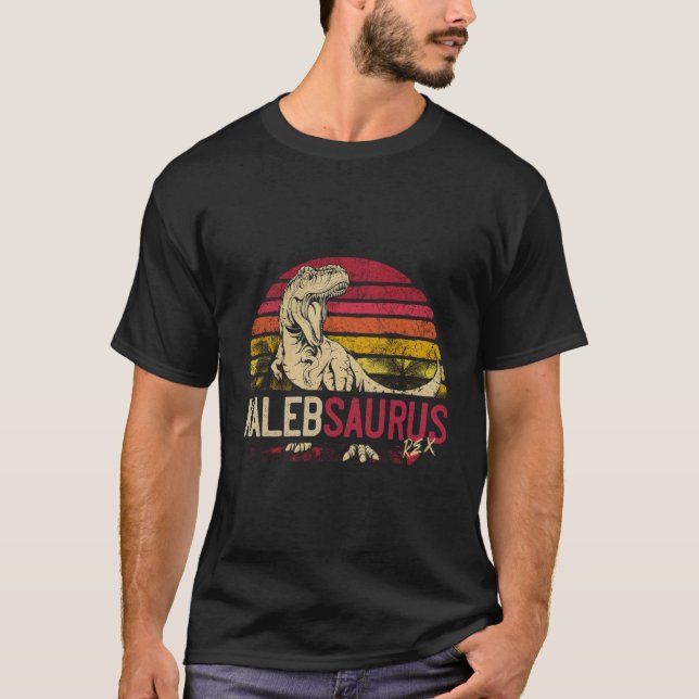 Kaleb Saurus Funny Personalisiert Dinosaur T Rex N T-Shirt (Vorderseite)