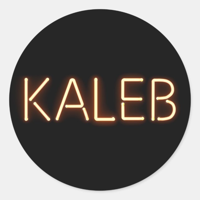 Kalebname in glühenden Neonleuchten Runder Aufkleber (Vorderseite)