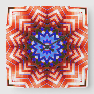 Kaleidoscope Art 12 Wall Clocks & Numeral Options Quadratische Wanduhr