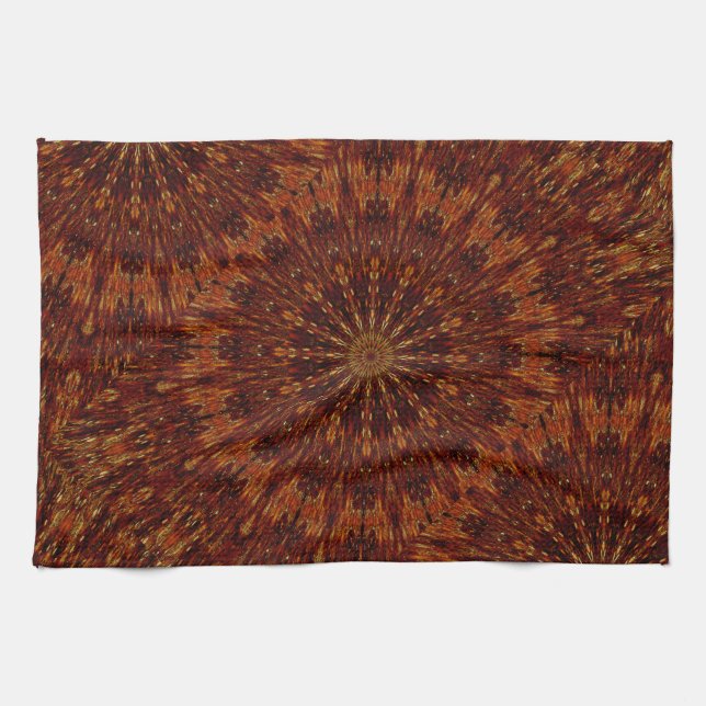 Kaleidoscope Design Dark Brown Floral Pattern Geschirrtuch (Horizontal)