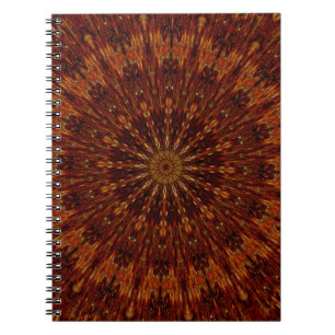 Kaleidoscope Design Dark Brown Floral Pattern Notizblock