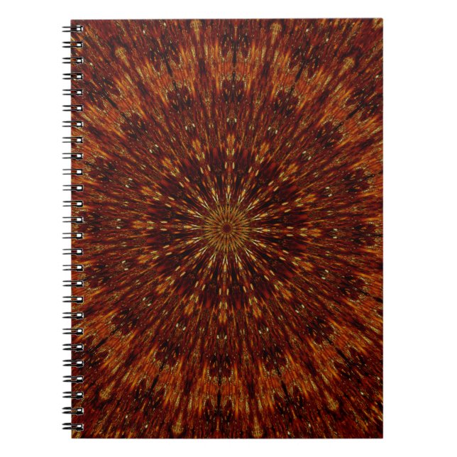 Kaleidoscope Design Dark Brown Floral Pattern Notizblock (Vorderseite)