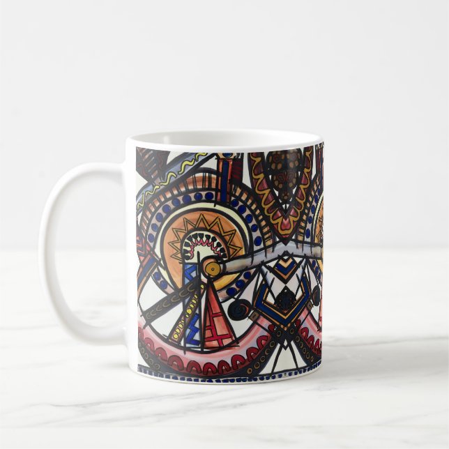 Kaleidoscope-Hand Painted Modern Geometric  Kaffeetasse (Links)
