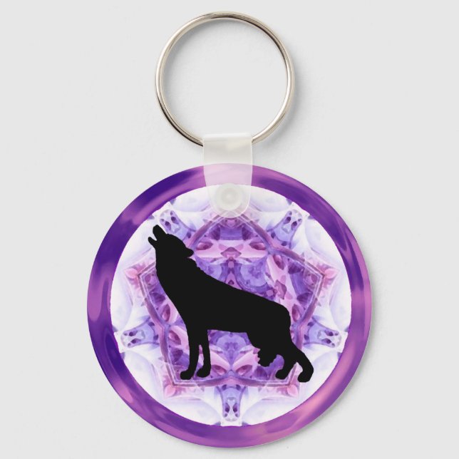 Kaleidoscope Howling Wolf Schlüsselanhänger (Vorderseite)