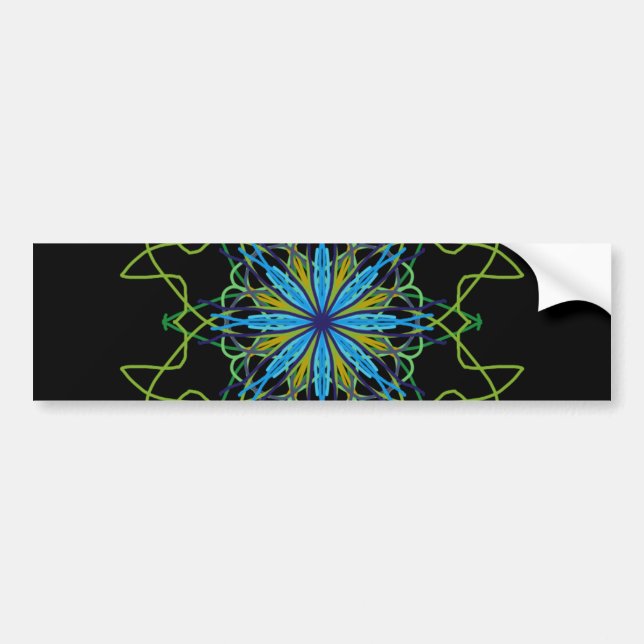 Kaleidoscope Mandala Art Black Blue Star Autoaufkleber (Vorne)