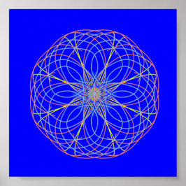Kaleidoscope Mandala Art Energy Ball Blue Poster