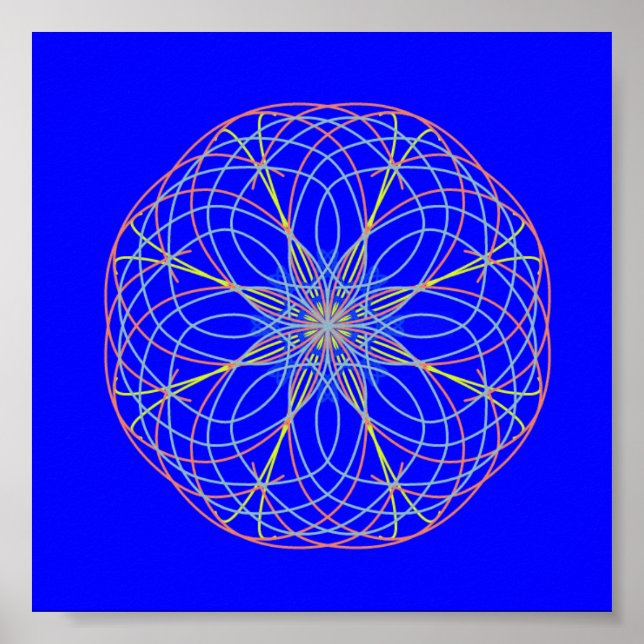 Kaleidoscope Mandala Art Energy Ball Blue Poster (Vorne)