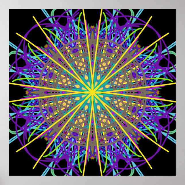 Kaleidoscope Mandala Art Energy Blume Poster (Vorne)