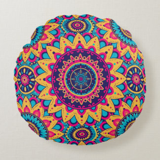 Kaleidoscope Mandala Symphony Round Pillow Rundes Kissen