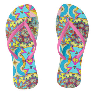 KALEIDOSCOPIC DESIGNER COLLAGE FLIP FLOPS