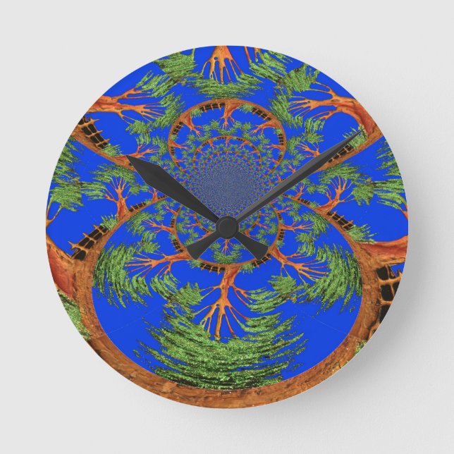 Kaleidoskop Acacia Tree Art Print/Graphic Runde Wanduhr (Vorderseite)