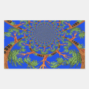 Kaleidoskop-Akazienbaum-Kunstposter/Grafik Rechteckiger Aufkleber
