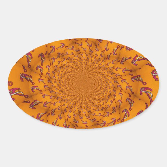 Kaleidoskop Anchor Art Print Ovaler Aufkleber (Vorderseite)
